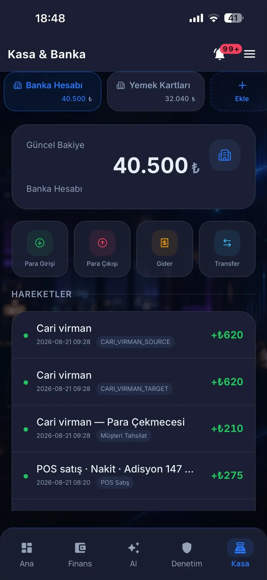 Kasa ve banka bakiyesi