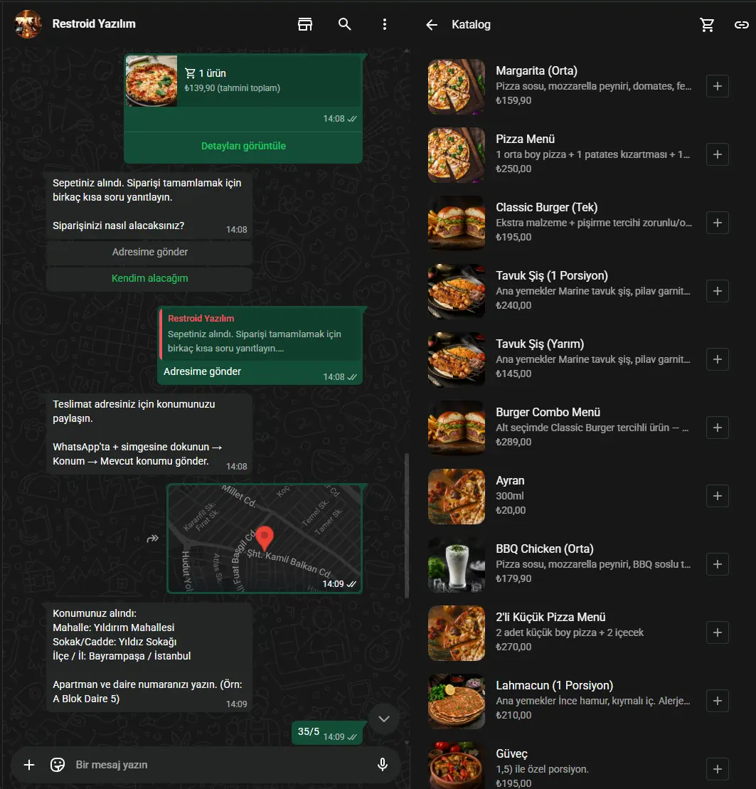Restroid WhatsApp ekran görüntüsü