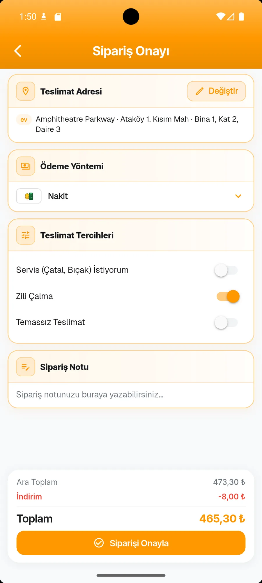Sipariş Onayı