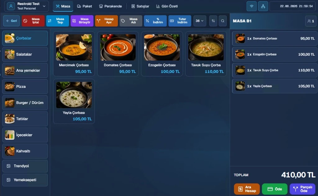 Satış ekranı